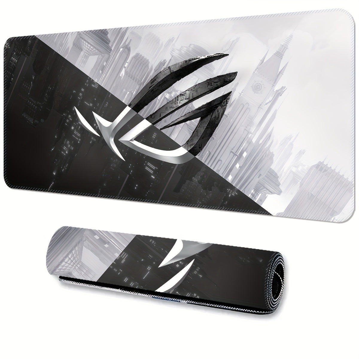 Large Asus gaming mouse pad with precision lock edges and non-slip rubber for comfortable gaming.