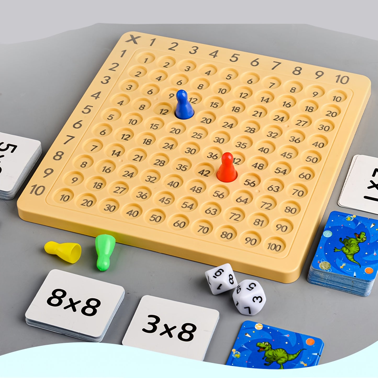 Educational tabletop game based on the multiplication table for elementary school math, ideal for family and friend gatherings.