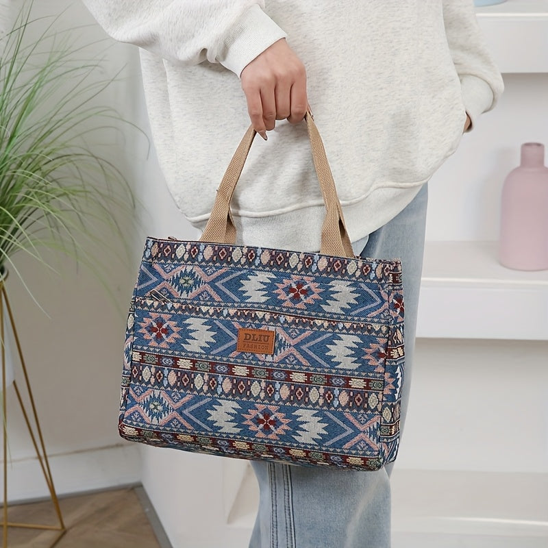 New products including thick knitted jacquard fabric handbags, tote bags, convenient shopping bags, storage bags for moms on the go, women's bags, cloth bags, unisex and ethnic style square