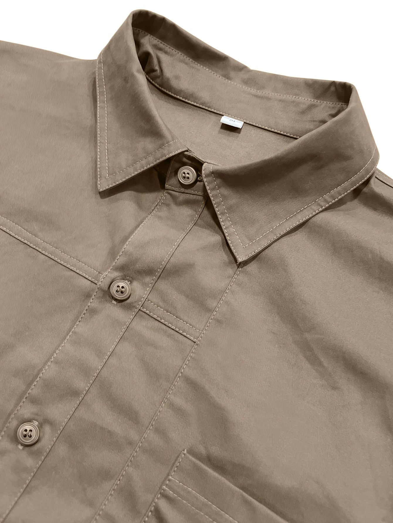 Men's 100% cotton cargo shirt with label patch, perfect for spring and fall, a casual retro gift