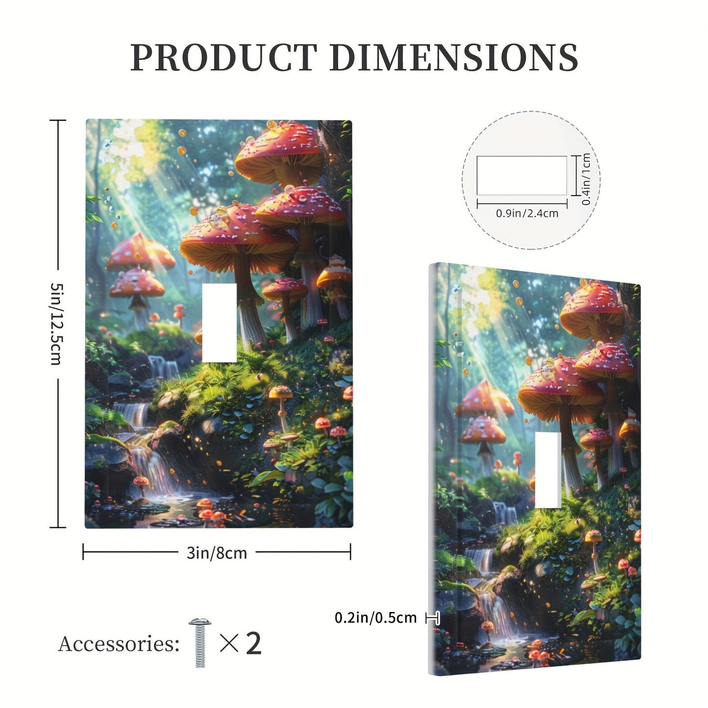 Modern decorative switch cover featuring mushrooms in a forest design. Ideal for bedroom, kitchen, or home decor.