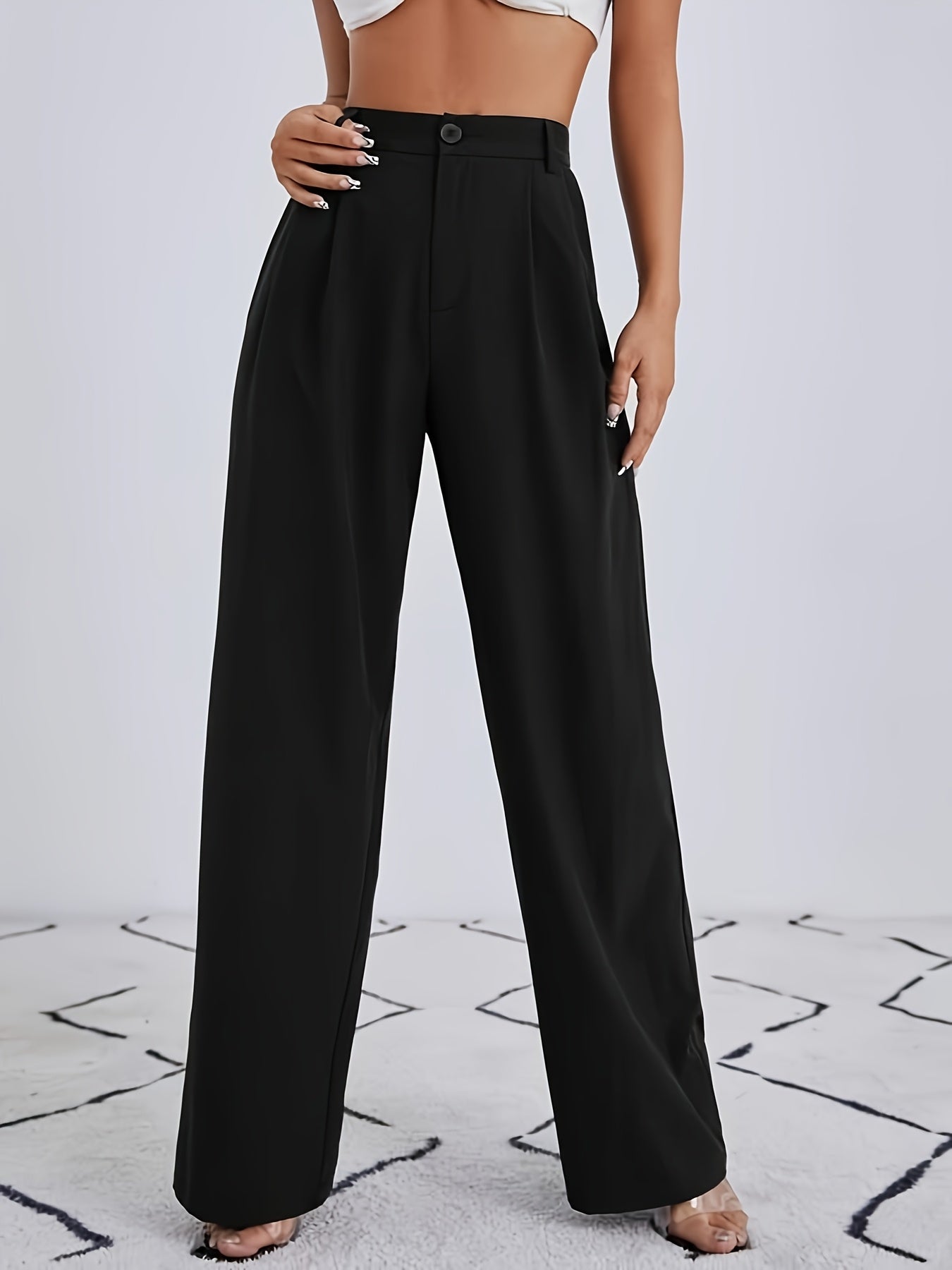 Pleated high-waist pants for women