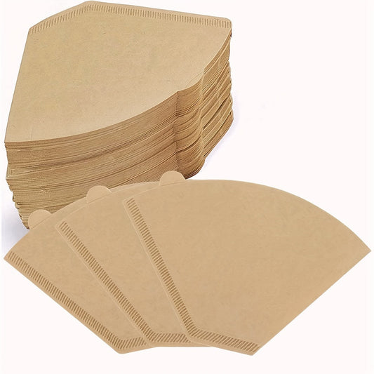 Each pack contains 40, 100, or 200 pieces of 4 Cone Coffee Filters, suitable for 8-12 cup coffee makers. These unbleached natural paper filters are designed to prevent blowouts and are disposable, perfect for pour-over and drip coffee makers.