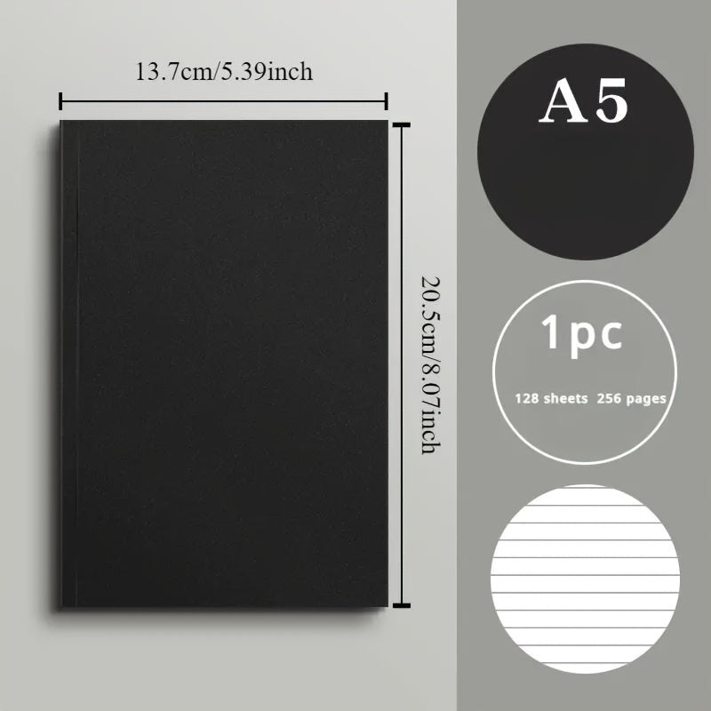 1pc Extra Thick Black A5 Notebook - 368 Pages, Office & Study Essential with Customizable Stickers, Fresh Fruit Scented Design, Durable and Functional for Everyday Use