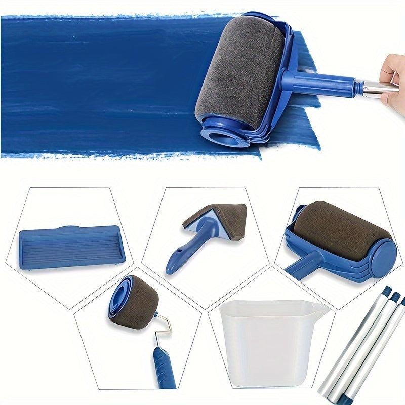 Set includes professional paint roller brush set with various tools for wall and ceiling painting.