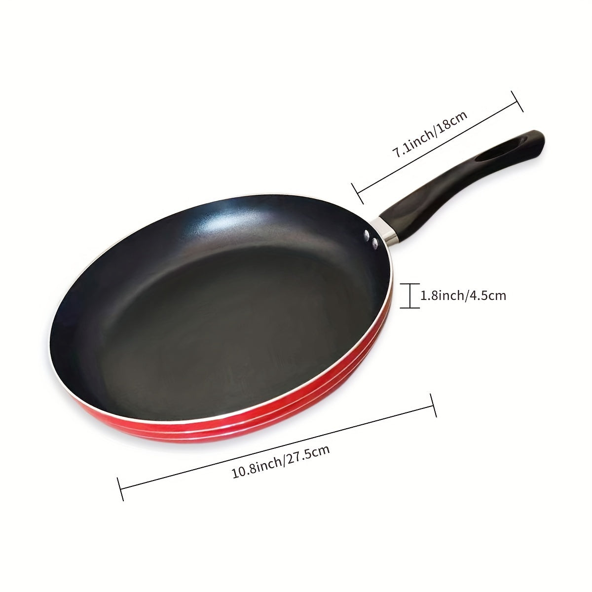 Red Aluminum Non-Stick Skillet with Easy-Grip Handle - 27.43cm Diameter, Ideal for Omelets & Pancakes, Suitable for Gas Stoves