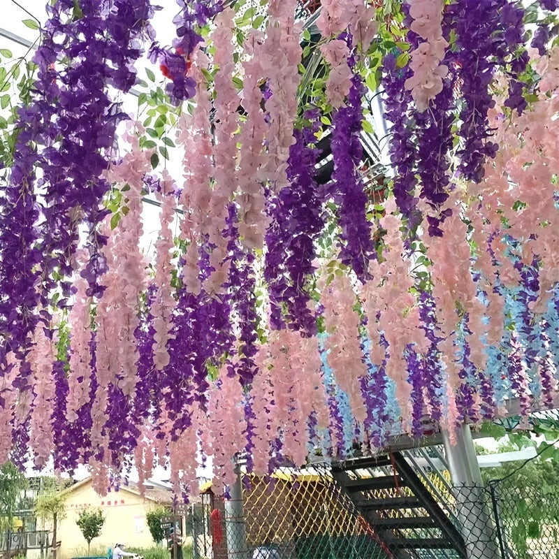 10pcs Simulation Purple Vine Flower for Outdoor Holiday Wedding Decoration