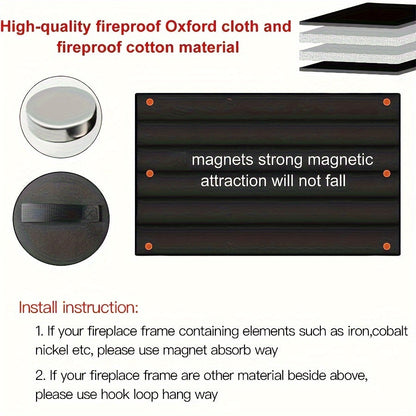 One Magnetic Fireplace Blanket - Black Indoor Cover for Heat Loss Prevention and Draft Stopper, Enhances Insulation and Controls Odors, Ideal Christmas and New Year Gift