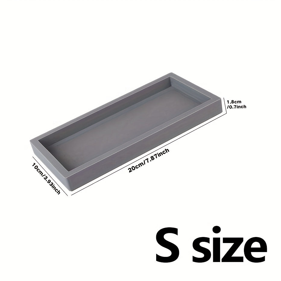 Single bathroom vanity silicone tray for counter, multi-functional organizer for sink, dresser, and home essentials.