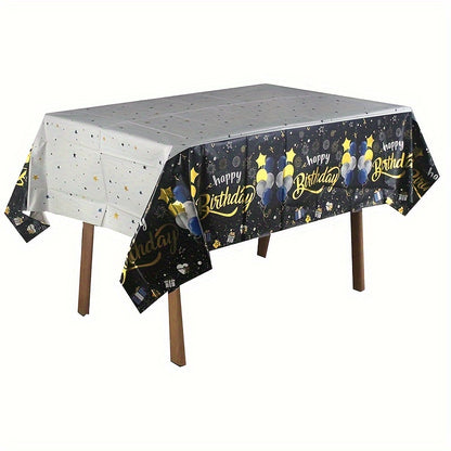 Happy Birthday Aluminum Table Runner, 54”×72” for Birthday Party