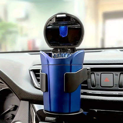 Adjustable vehicle cup holder with swivel base and clip-on design, made of plastic for universal fit.