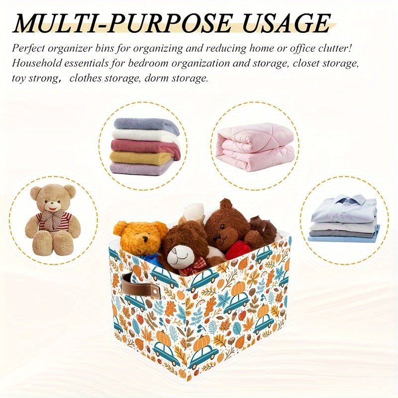 Spacious Pumpkin-Inspired Storage Basket - Ideal for Thanksgiving, Organizing Toys & Clothes, Rectangular Fall Decor Piece