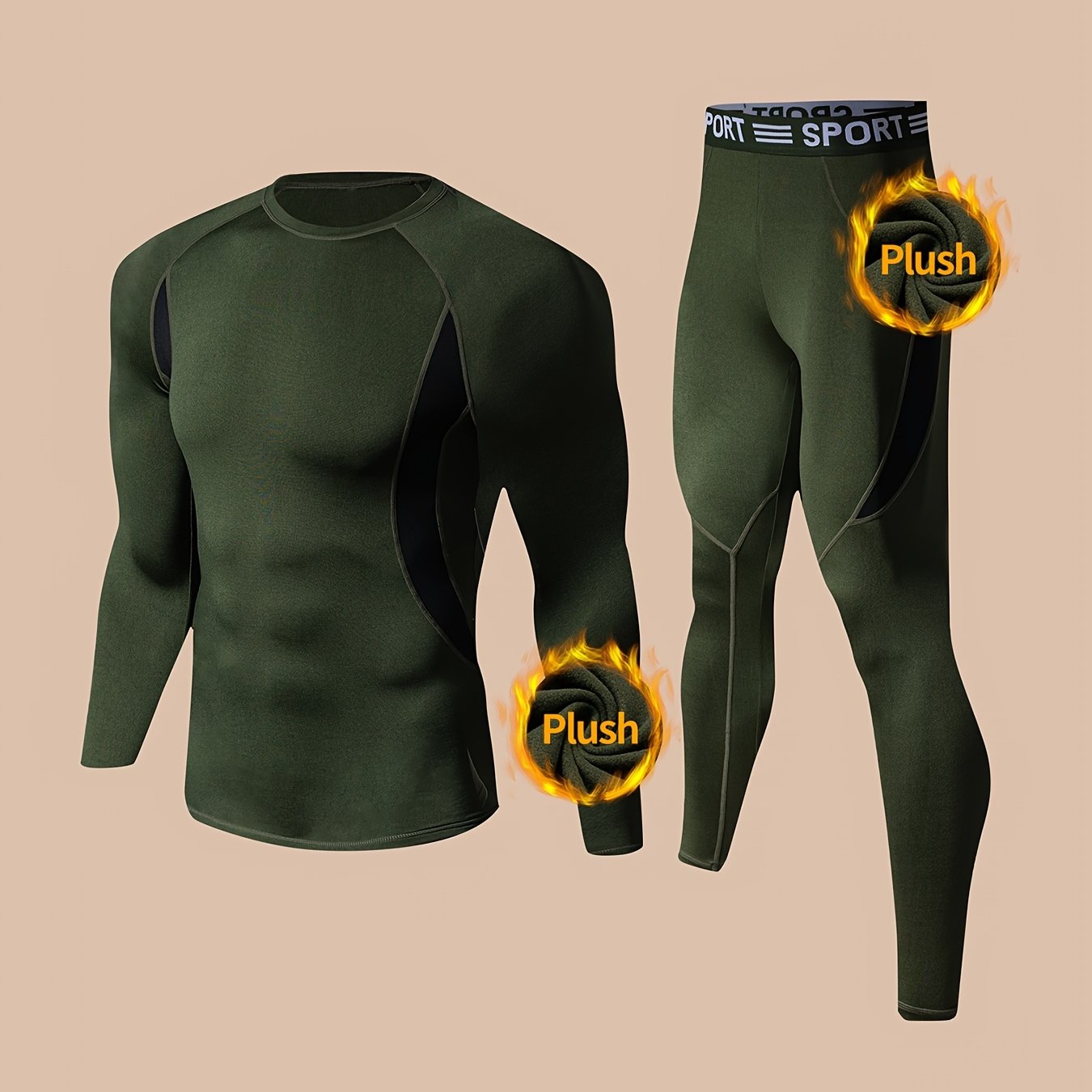 Men's thermal pants set for winter activities like hunting, running, cycling, skiing, sports, yoga, fitness, and casual wear.