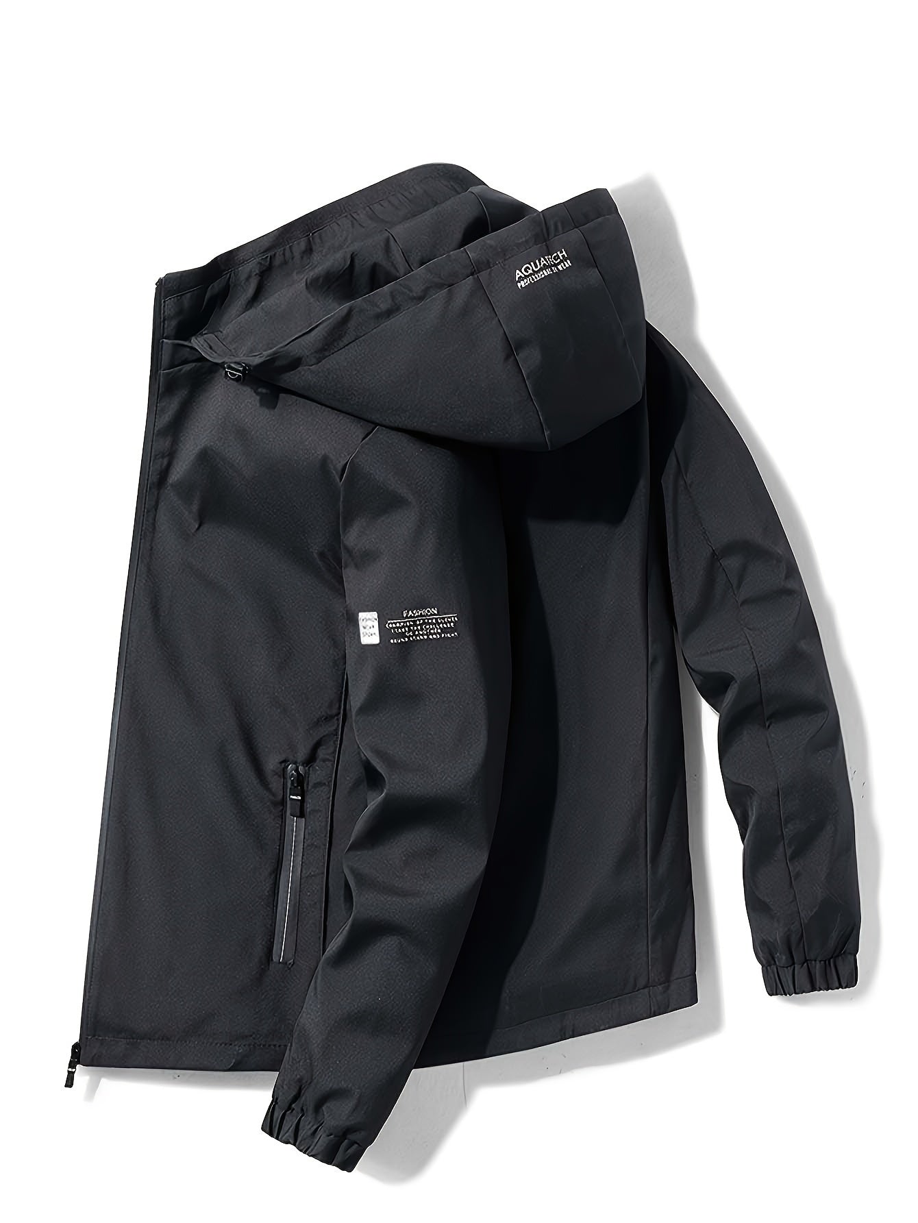 Solid hooded jacket for men, ideal for work and outdoor sports, with cargo pockets.