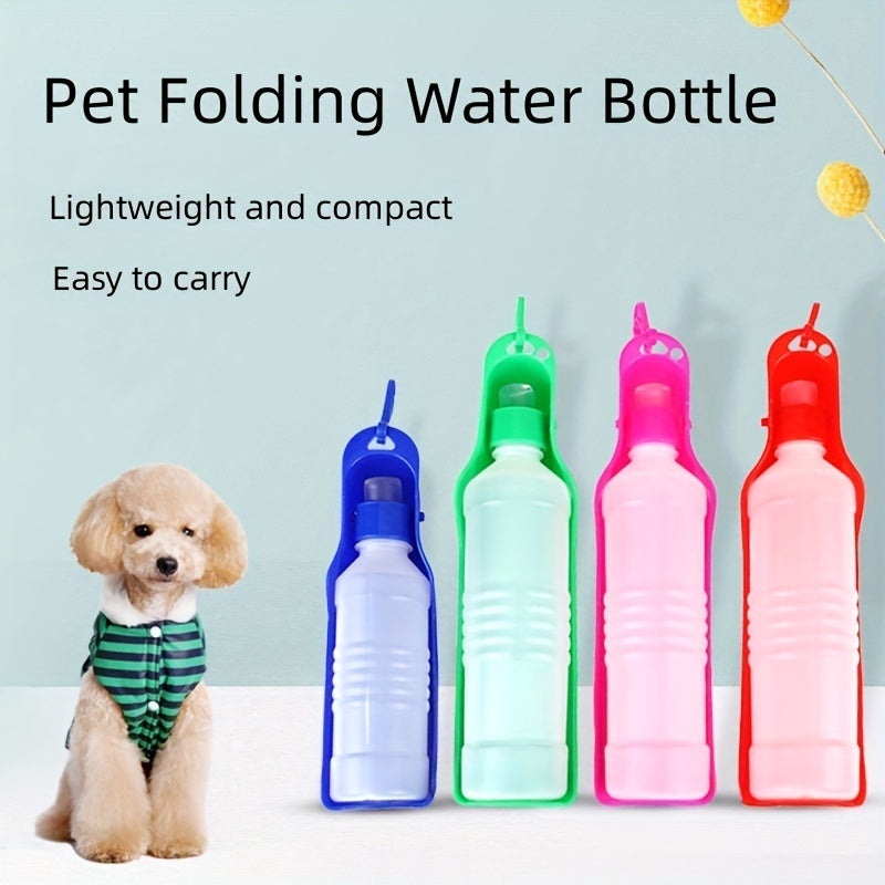 250ml/500ml Foldable Water Bottle for dogs, Portable Plastic water dispenser for outdoor dog water feeding.