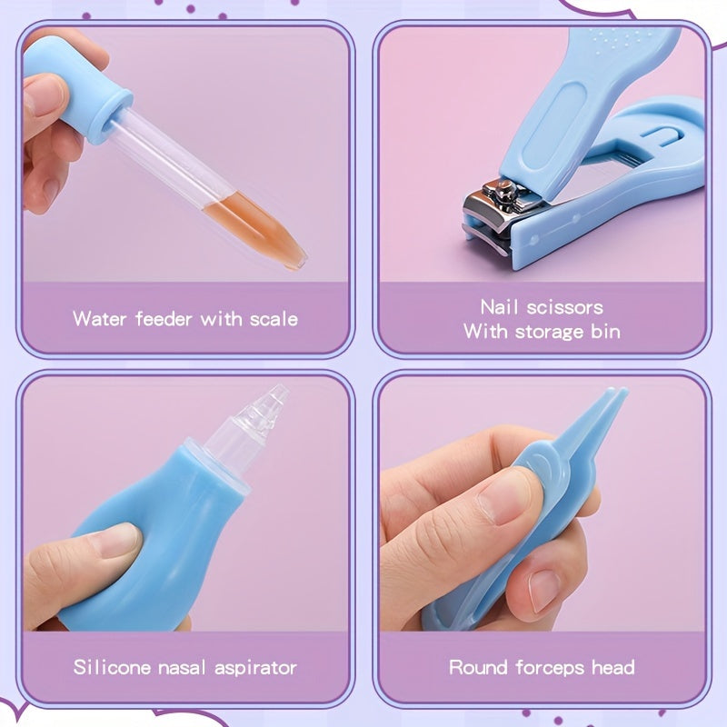 The UNICHERRY 10-Piece Grooming & Healthcare Kit is perfect for children aged 3-12. This silicone safety care set includes a nasal aspirator and tongue brush, making it an ideal registry gift for toddlers to pre-teens.