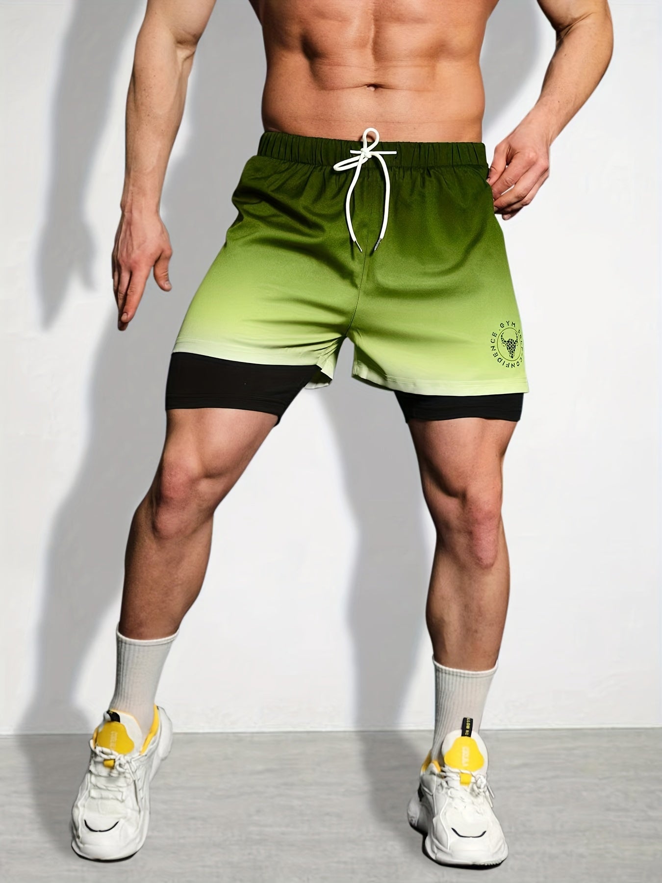 Men's 2-in-1 Double Layer Sports Shorts for Summer Gym Workout