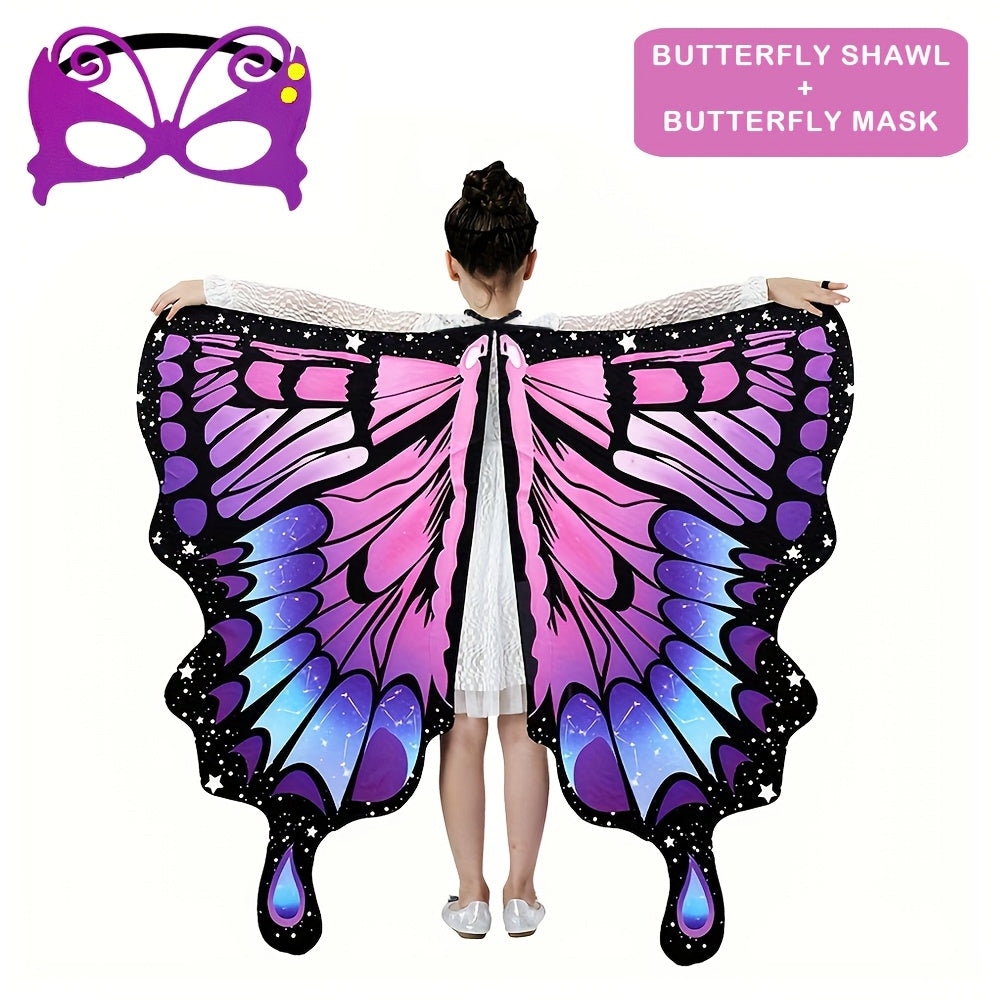 GDBY Butterfly Wings Costume Set for Girls - Party Animal Themed Princess Dress Up Accessories with Black Headband, Made of Machine Washable Polyester and Spandex, Non-Feathered Butterfly Wings Perfect for Birthday Parties and Halloween Costumes