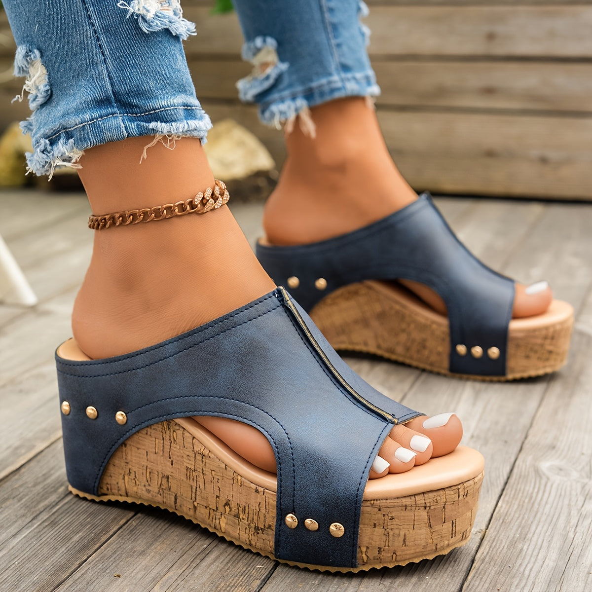 Stylish thick heel sandals for women with open toe, ankle strap, faux cover upper and lining, rubber sole, slip-on design for summer.