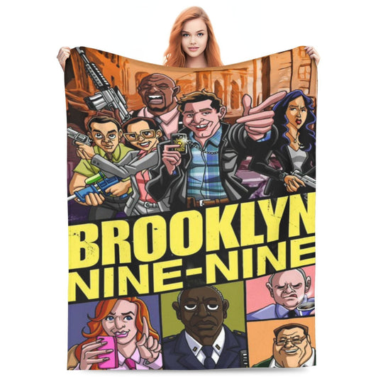 Brooklyn Nine-Nine TV Show Flannel Fleece Blanket - Soft Polyester Throw for Home & Office - Lightweight Travel Shawl for All Seasons - Pet Friendly - Digital Print Design - 250-300gsm