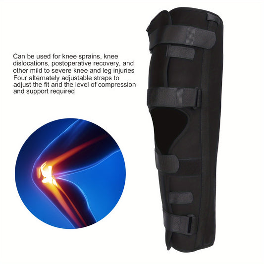 Adjustable Knee Brace with Steel Plate for Postoperative Support, Basketball, Fracture, Dislocation - Buckle Closure, Dry Clean Only, No Electricity Needed.