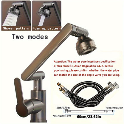 360° Rotating Sink Hot And Cold Water Faucet with Universal Rotating Mechanical Arm Nozzle and ABS Faucet Adapter. Ideal for RV, camper, travel trailer, and kitchen faucet replacement.