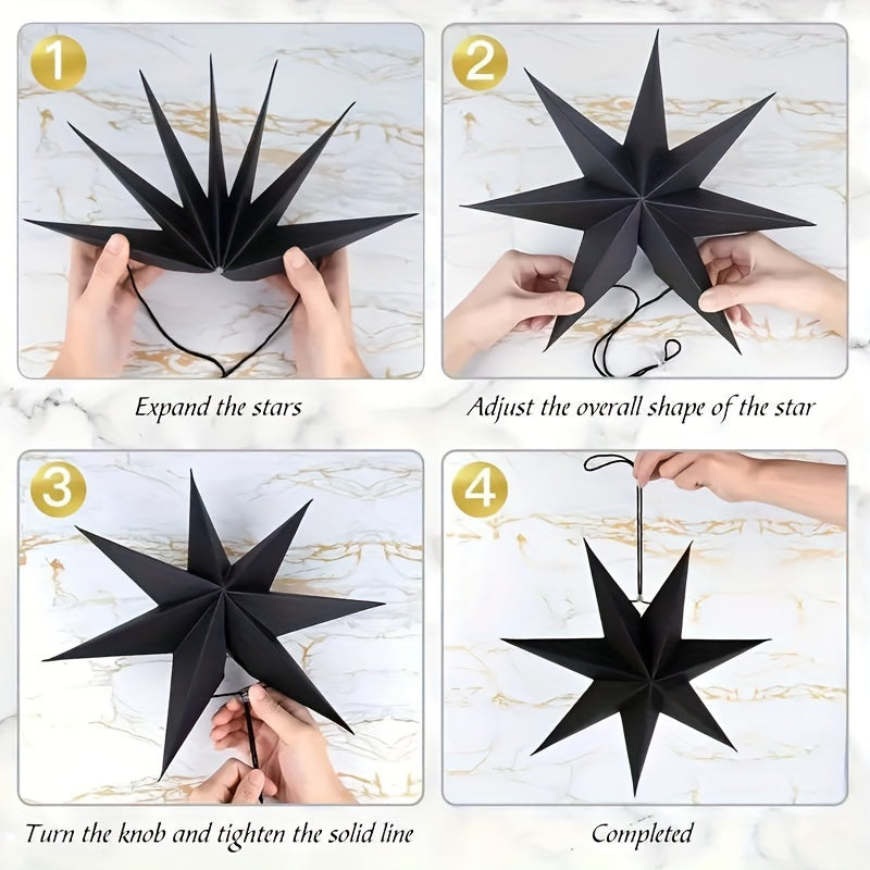 Christmas Nine-pointed Star Party Decorations, Suitable for Weddings, Birthdays, Shopping Malls, Festivals, and Origami Pendants. Available in 1, 3, 5, or 9 pieces.