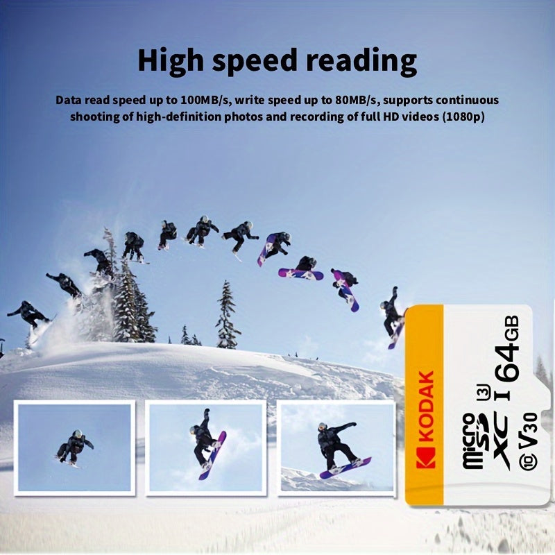 Option 1: Kodak Micro SDXC Card - High-Speed Class 10 V30, Durable UHS-I U1 Memory Card - 32GB/64GB/128GB Options for Smartphones, Cameras, Drones, Dash Cams