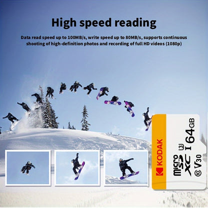 Option 1: Kodak Micro SDXC Card - High-Speed Class 10 V30, Durable UHS-I U1 Memory Card - 32GB/64GB/128GB Options for Smartphones, Cameras, Drones, Dash Cams