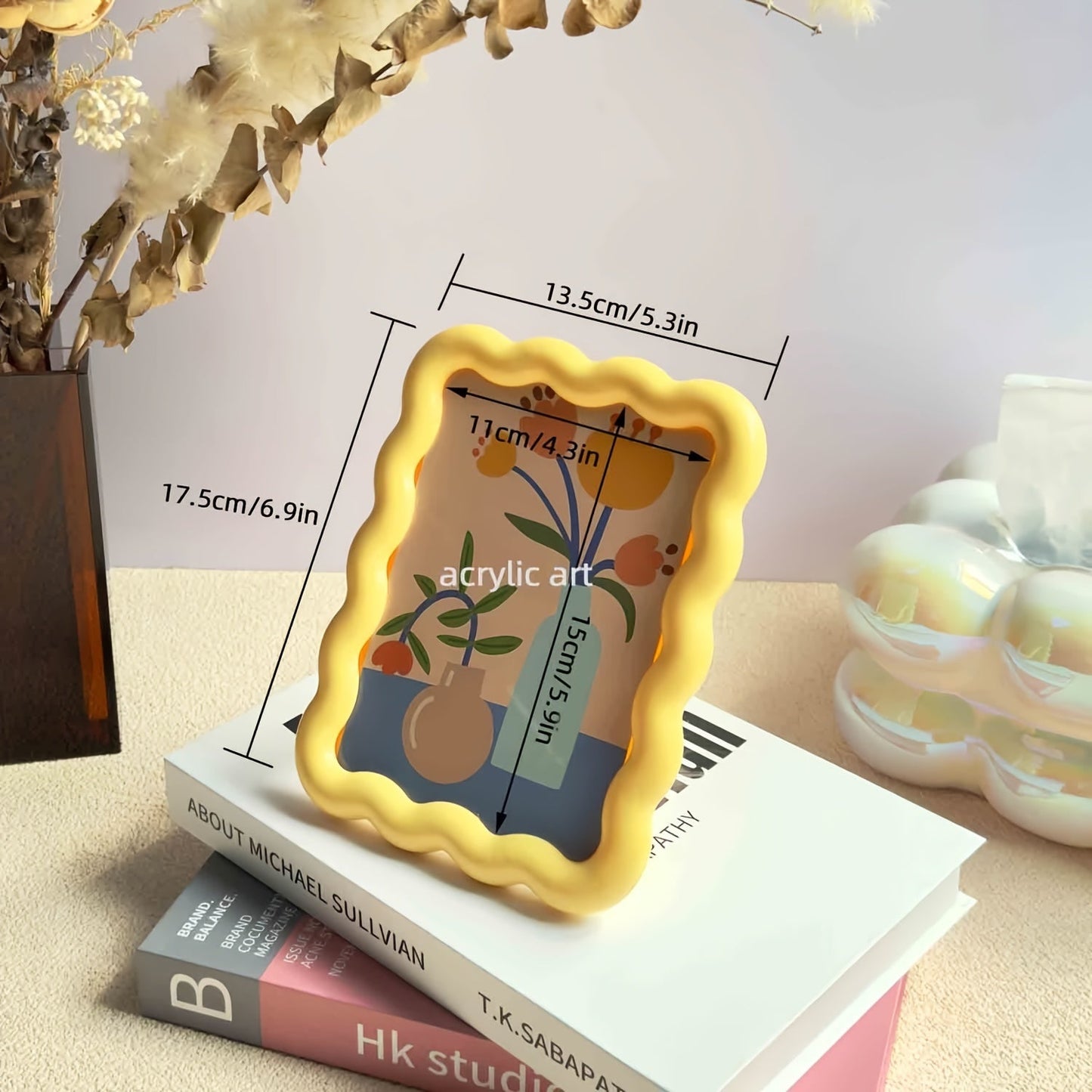 Adorable Milk Yellow Photo Frame for Desktop or Wall, Ideal for Small Paintings and Creative Home Decoration