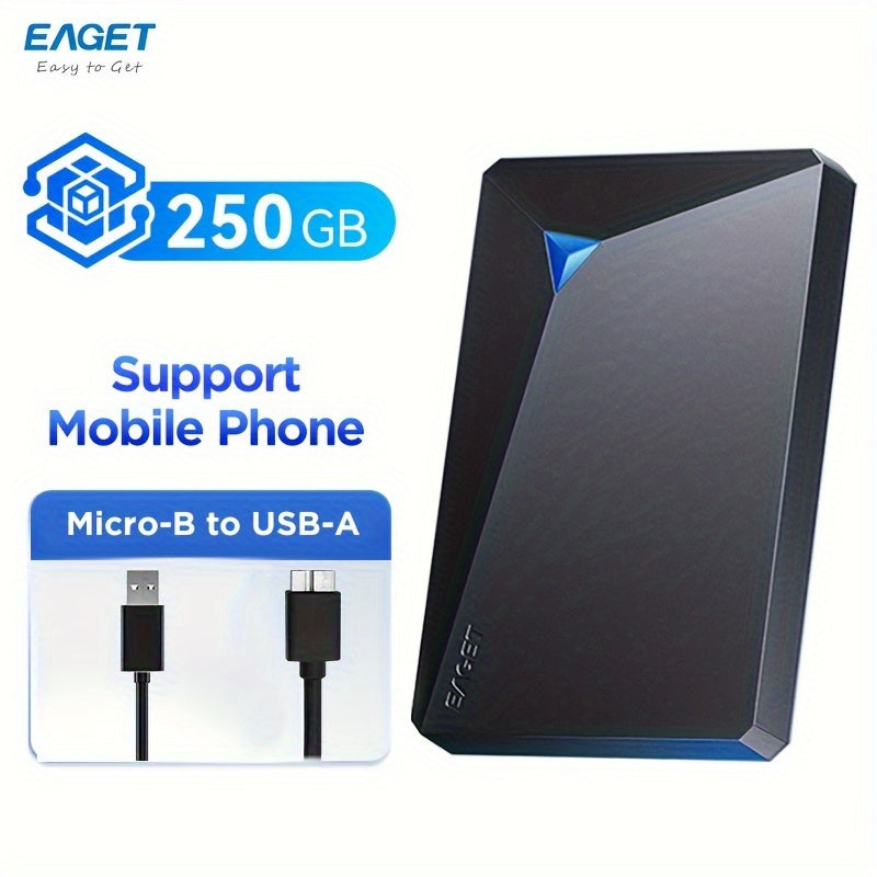 EAGET Portable External Hard Drive with USB 3.0 for PC, Mac, Laptop, PS4, Xbox One - 250GB/320GB/500GB Options