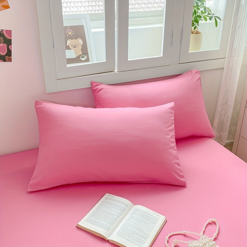 New Set of 2 Solid Color Bed Pillowcases - Luxuriously Soft and Cozy, Perfect for Year-round Comfort.