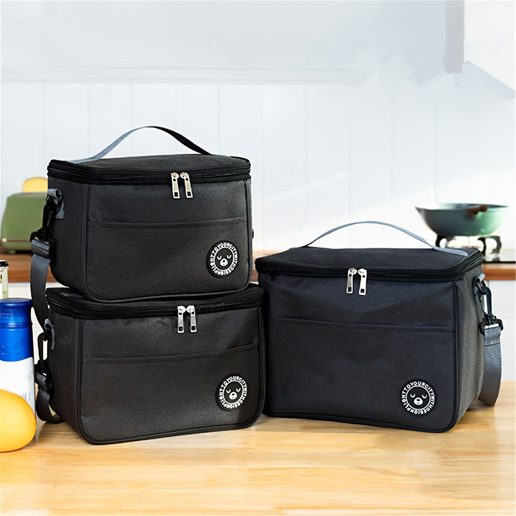 Large-capacity portable lunch bag made of cationic Oxford cloth, ideal for back to school, school supplies, classroom, kitchen organization, and storage. This thermal bento bag is perfect for carrying lunch on the go.