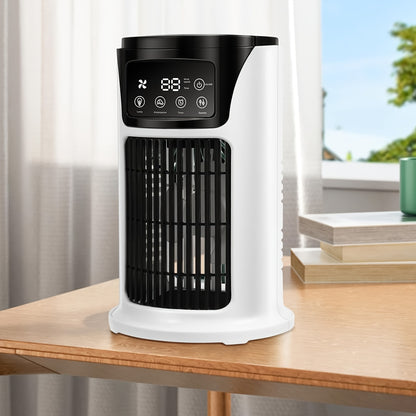 Portable USB air conditioner with humidifier, cooling fan, and atmosphere light - perfect for home and office.