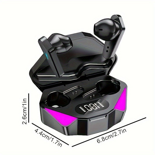 2024 Black Wireless Earbuds with LED Display - Touch Control, In-Ear Headphones for Sports & Gaming, Compatible with iOS/Android, Hexagonal Charging Case Included