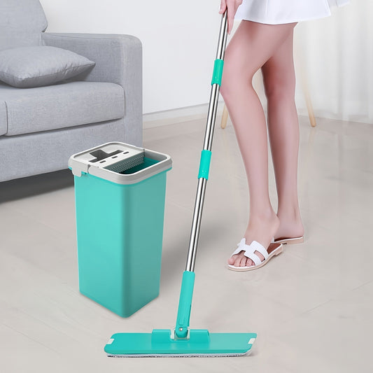 This set includes a single household mop for both dry and wet cleaning, ideal for use on kitchen, living room, and bedroom floors. The set also includes a bucket for easy wringing and a dual-use design for versatile cleaning. The perfect gift for