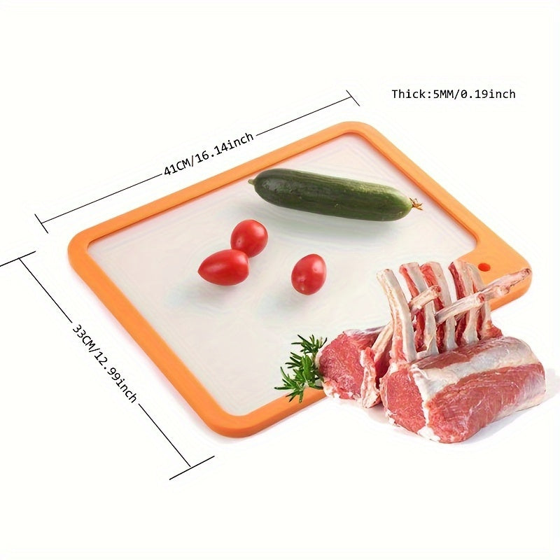 Orange-framed Glass Chopping Board - Essential for the Kitchen - Food Safe - Dimensions: 41cm x 33cm