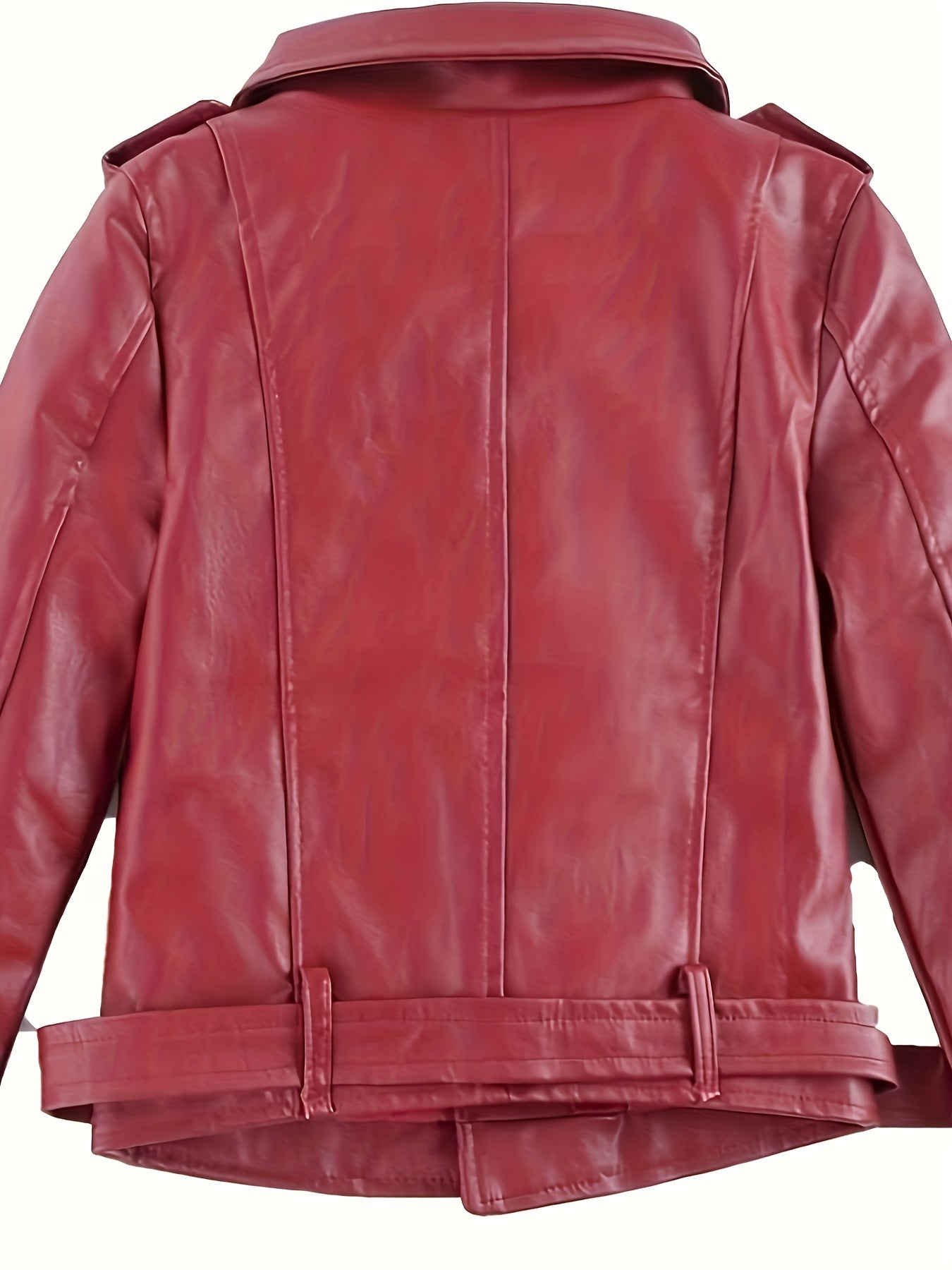 Stylish PU leather motorcycle jacket for girls, perfect for fall/winter