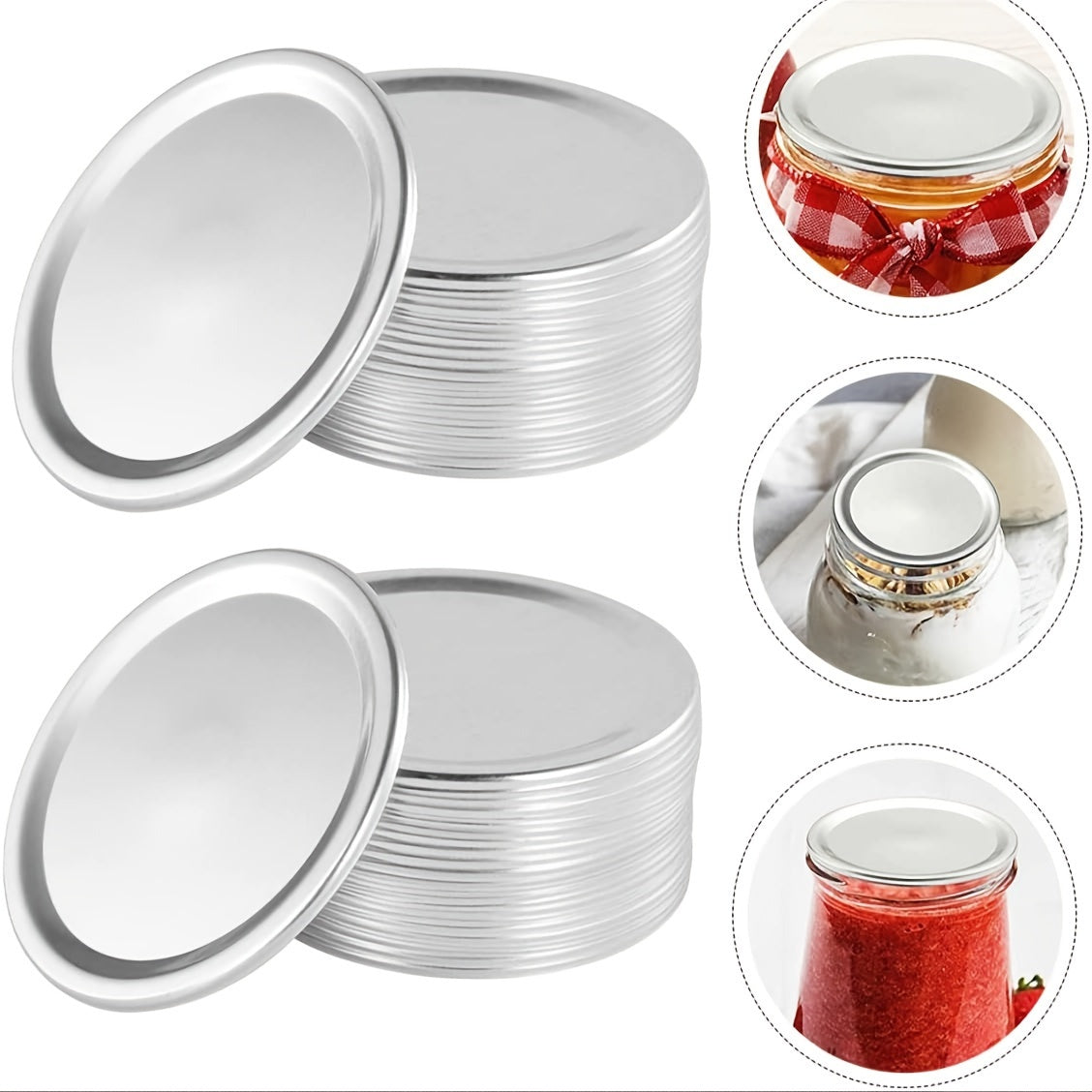 Wide Mouth Mason Jar Lids for Preserving, Decorating, and More - Tinplate Split Lids Seal 100% - Fits Wide Mouth Mason Jars (70/86mm)