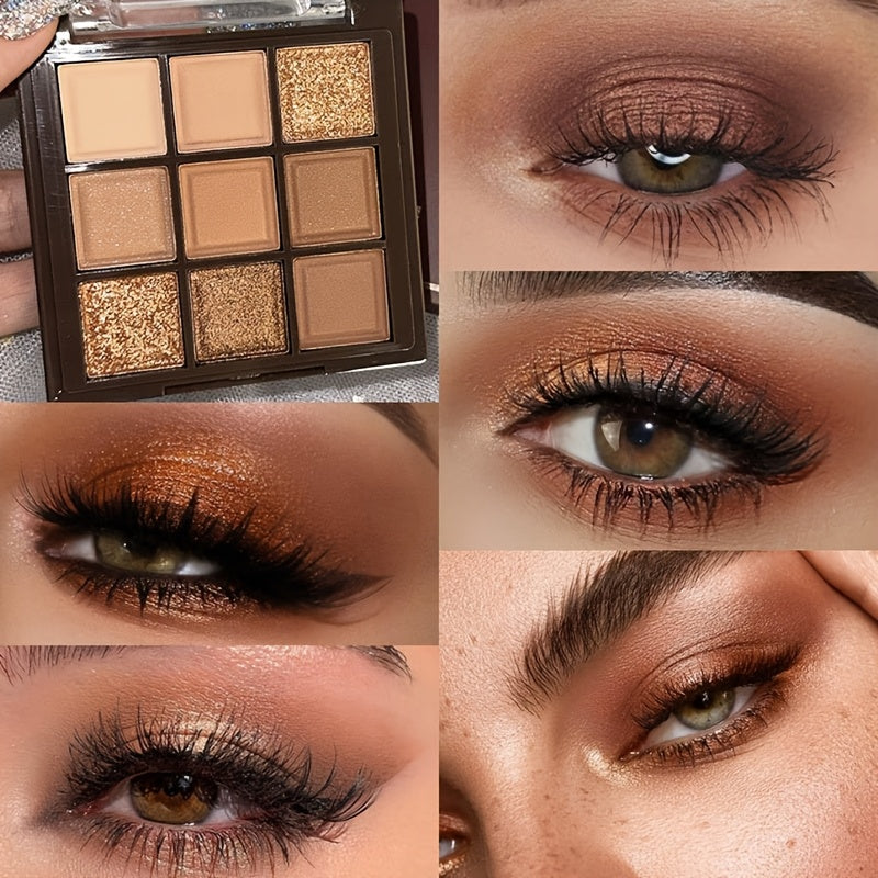 K'APEINE 9-Color Eyeshadow Palette in Rose Golden Brown, with Matte & Shimmer Shades, Long-Lasting and Highly Pigmented for Natural Looks, Mini Size.