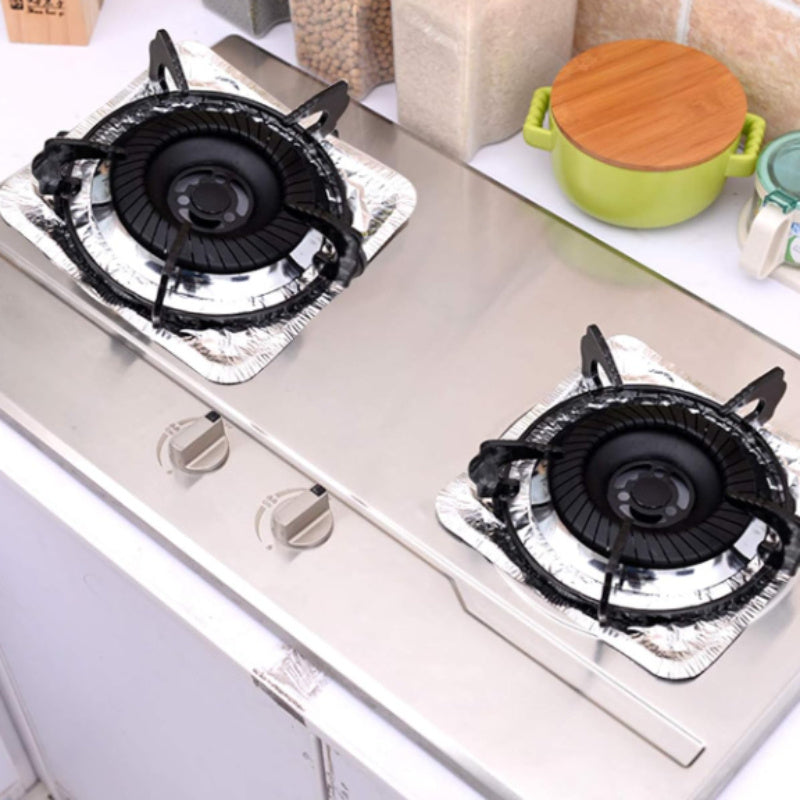 Disposable gas burner liners are a convenient and effective solution for keeping your stove top clean. The 9-inch aluminum foil liner is easy to use and helps prevent sticky residue buildup on your gas stove. Keep your stovetop looking new with this