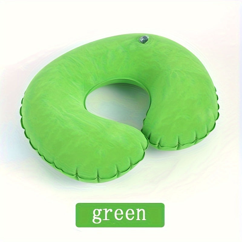 Inflatable C-Shaped Travel Pillow for Car and Airplane - Neck Support Round Pillow