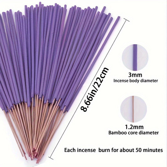 30/110pcs Lavender Bliss Incense Sticks with Dragon Blood Bamboo Fragrance for Meditation, Yoga, and Aromatherapy. Long-lasting scent ideal for home decor and holidays.