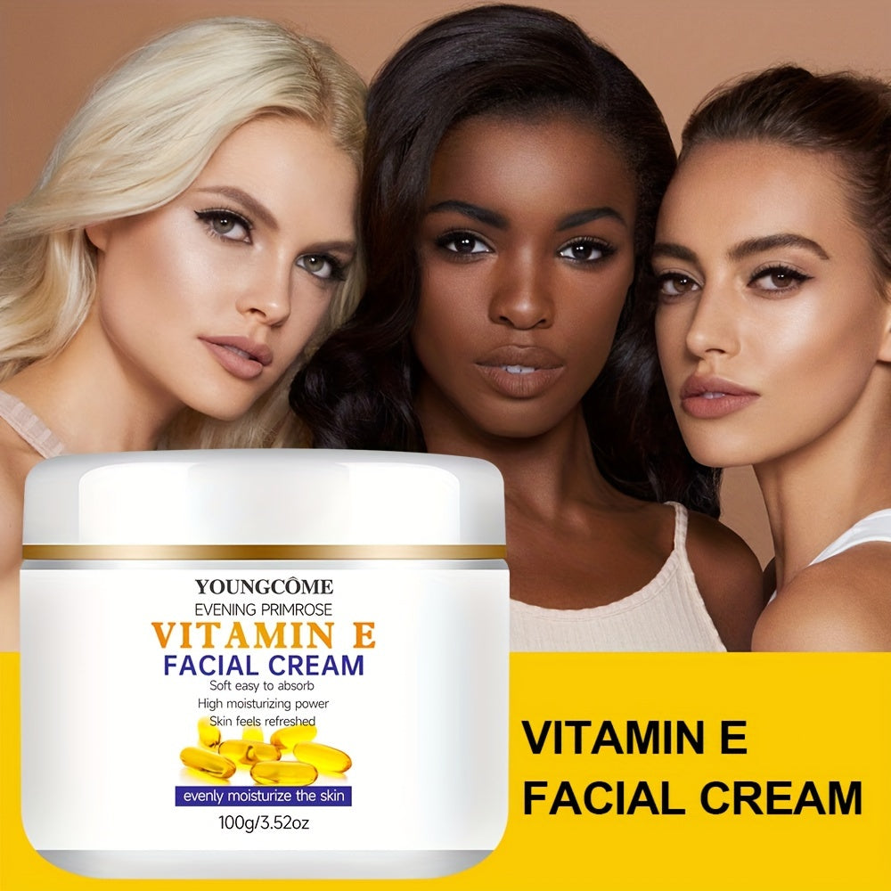 YOUNGCOME Vitamin E & Collagen Face Cream - Hydrating Moisturizer for All Skin Types. Soothes dryness, evens skin tone, and includes Hyaluronic Acid & Retinol. Hypoallergenic for Men &