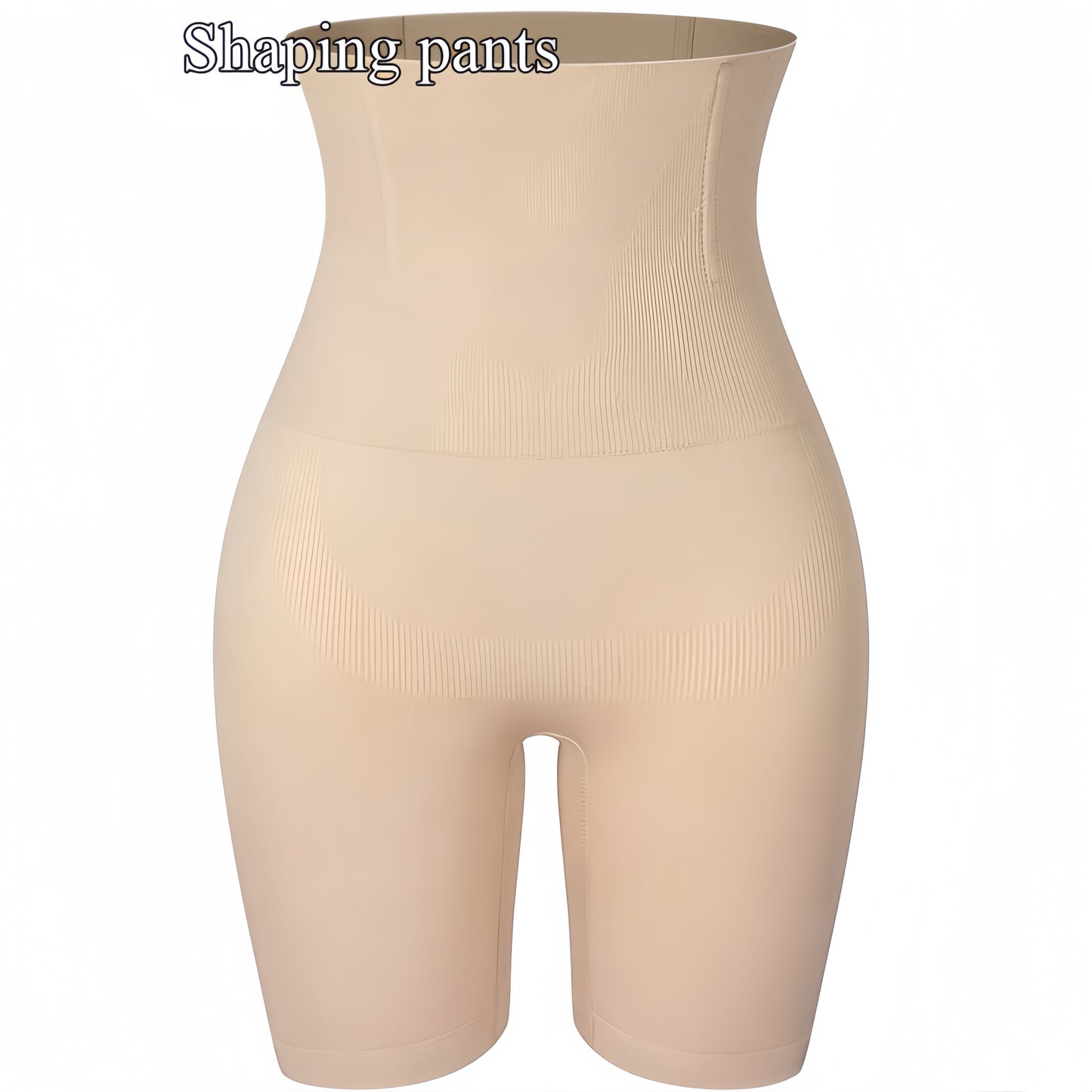 Seamless and comfortable high-waist shapewear shorts for women in black or beige. Features tummy control, butt lifting, ribbed texture, and postpartum support. Ideal for fitness or everyday