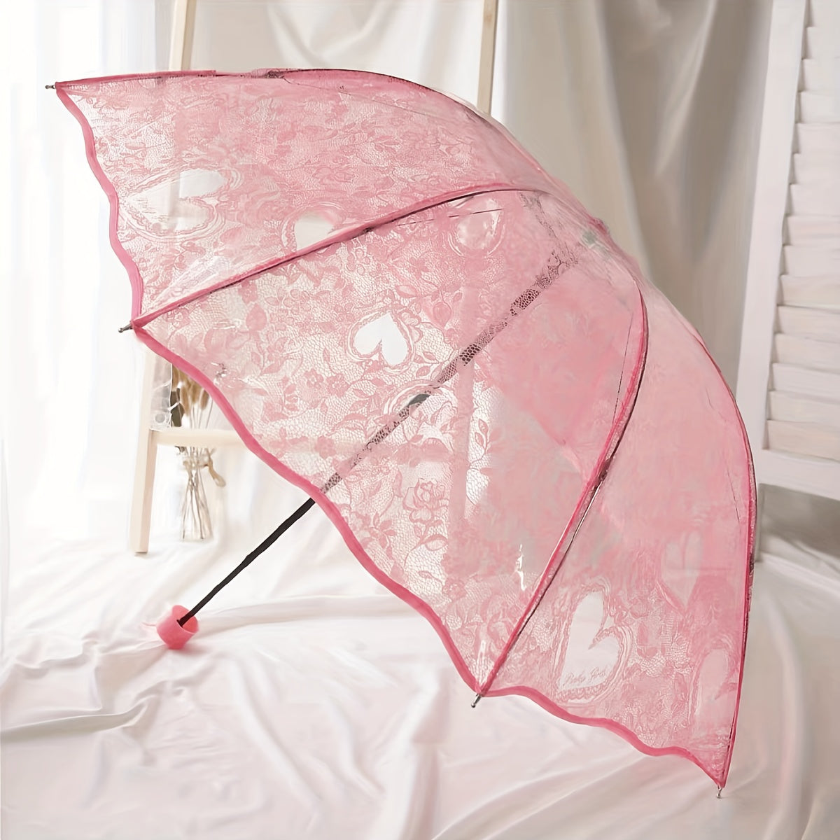 Transparent PVC Tri-fold Butterfly Rose Umbrella