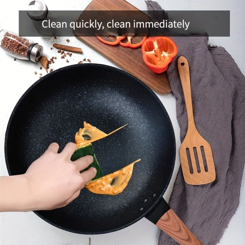 KANGSHIDA Cast Iron Chef's Pan with Nonstick Coating, Easy to Clean, Comfortable Ergonomic Handle, Versatile Kitchen Cookware in Sizes 30CM-34CM