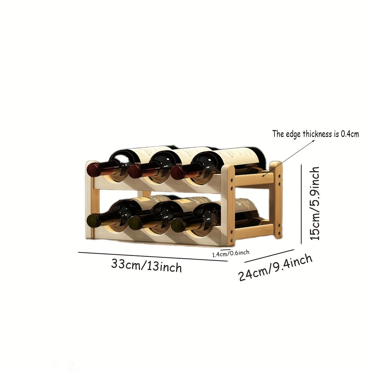 Tiered wine bottle holder with separate tiers, one can be placed (assembly required for 2/3/4 tier wine rack)