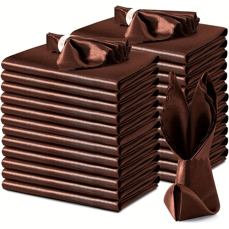 12pcs Soft Satin Napkins and Square Velvet Table Runner Napkins, 43x43cm, Ideal for Restaurant Wedding Party Decor