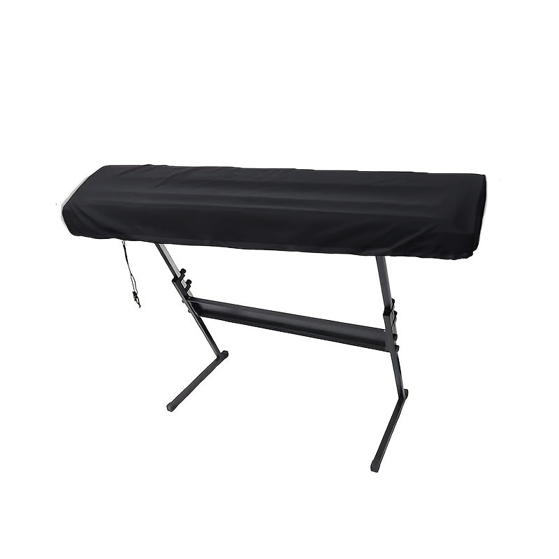 Black Stretchable Keyboard Dust Cover for Electric Pianos - Made of Polyester Fabric, Features Drawstring Closure, Compatible with 61/88 Key Digital Pianos, Not Waterproof